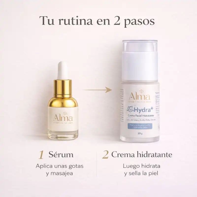 Kitduo Serum Q10 + Crema Hydra. Incluye 1 Sachet GRATIS de Acido Hialuronico